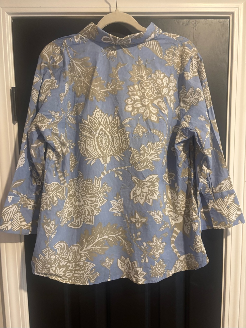Gretchen Scott Designs Blue and Cream Floral Button-Down Shirt - Picture 2 of 2